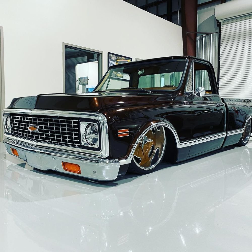 Custom bagged Chevrolet C10 pickup truck